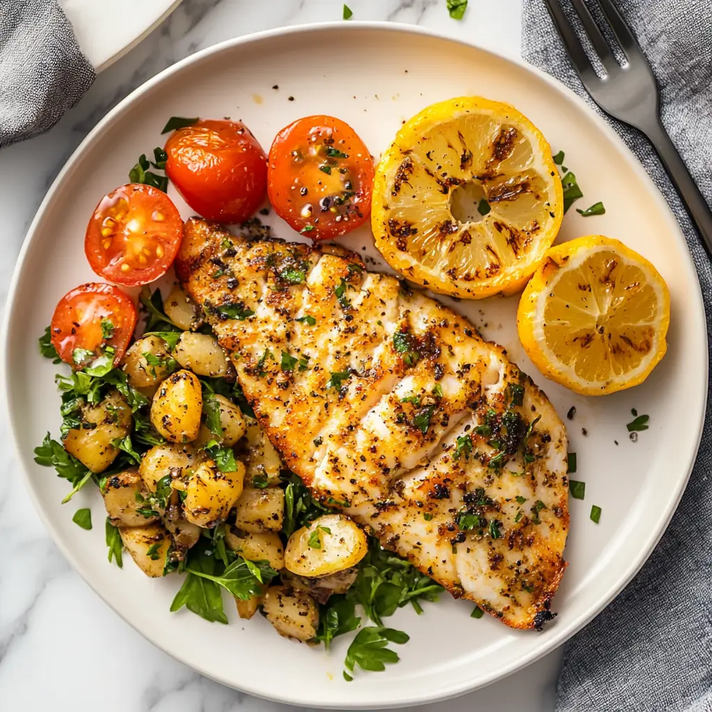 side dishes with tilapia fish plate